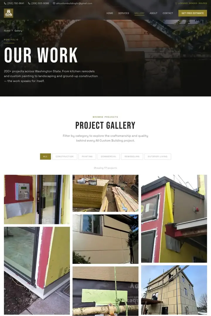 The gallery on the All Custom Building site