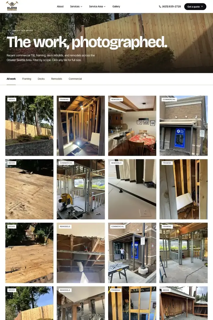 The gallery on the Aloha Carpentry site