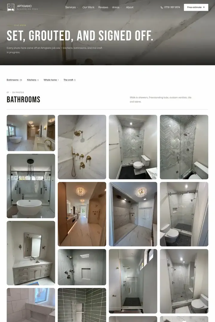 The gallery on the Artigiano Remodeling site