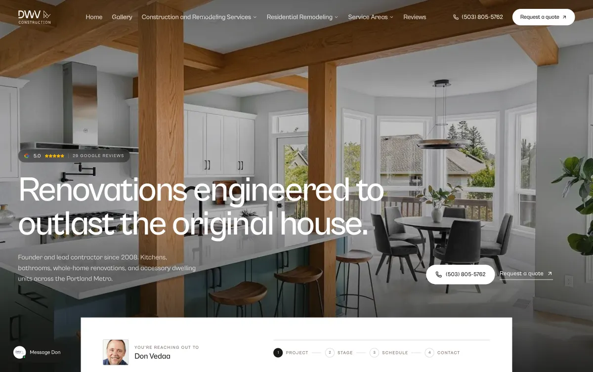 DWV Construction home page