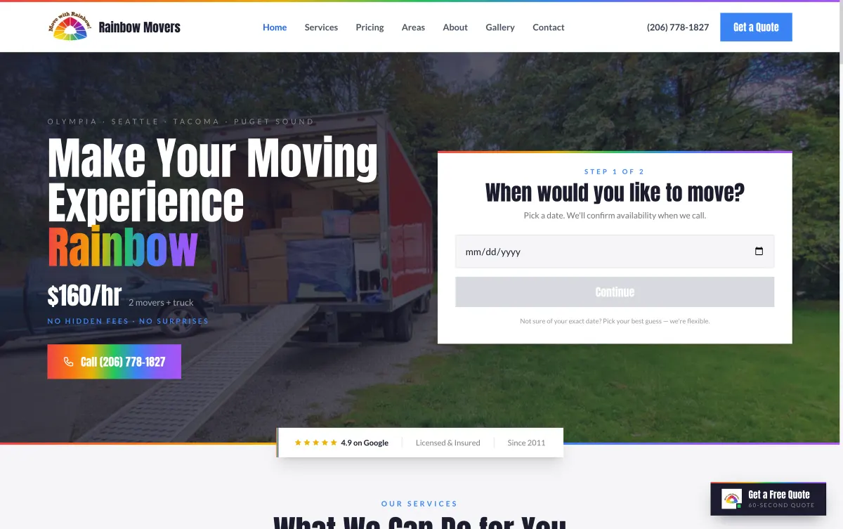 Rainbow Movers home page