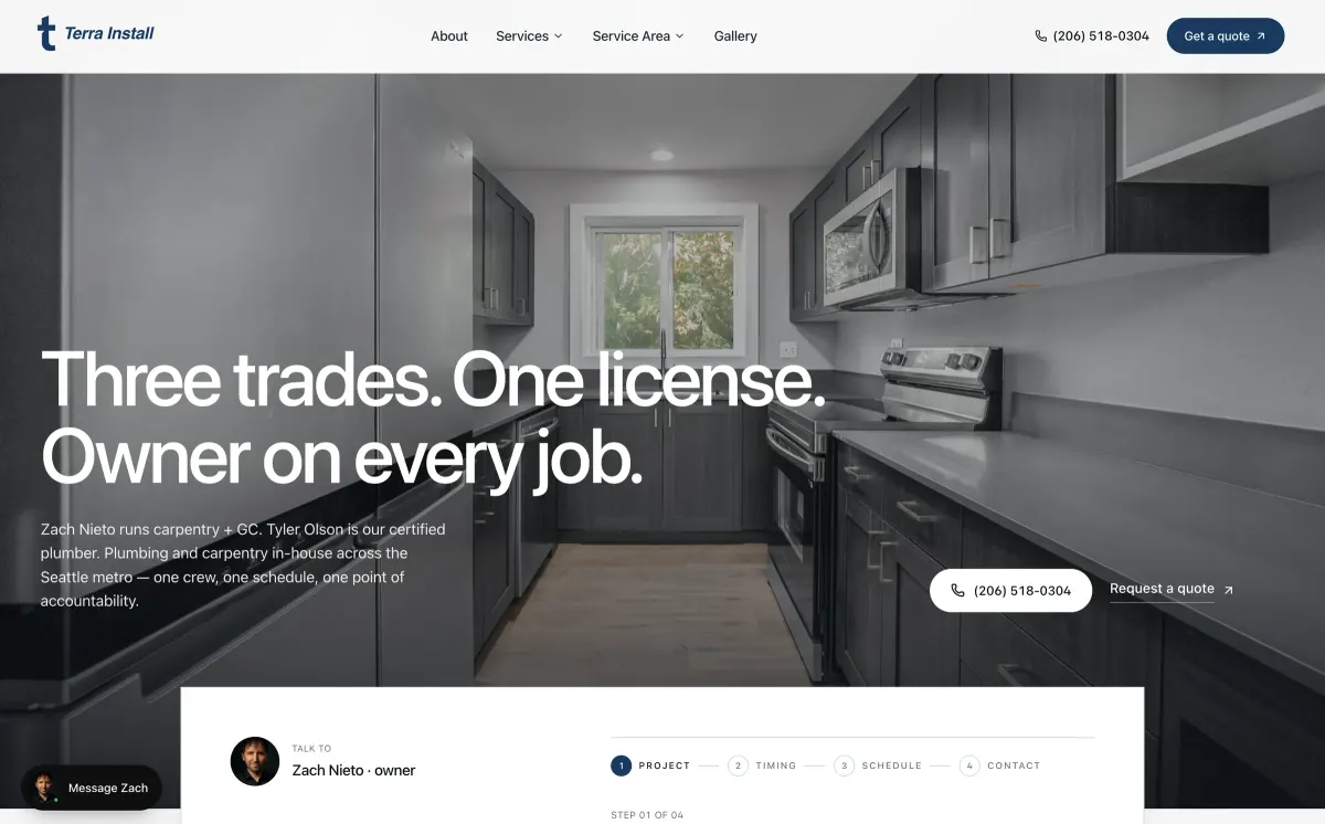 Terra Install home page