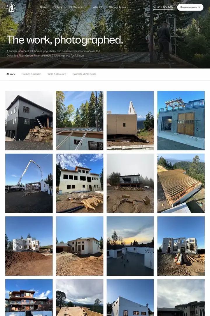 The gallery on the ICF Guys site, photographs of finished concrete