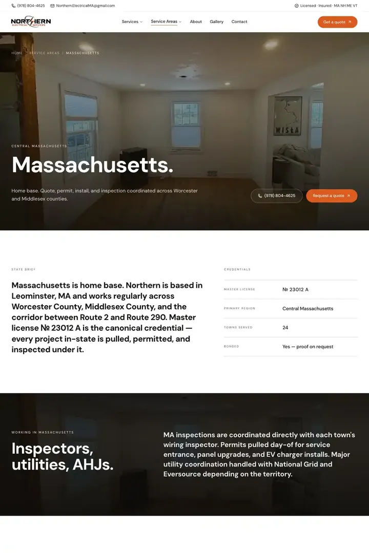 The Massachusetts page on the Northern Electrical site
