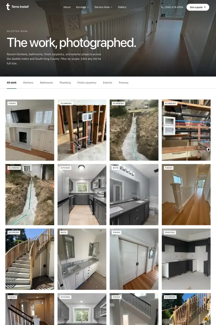 The gallery on the Terra Install site