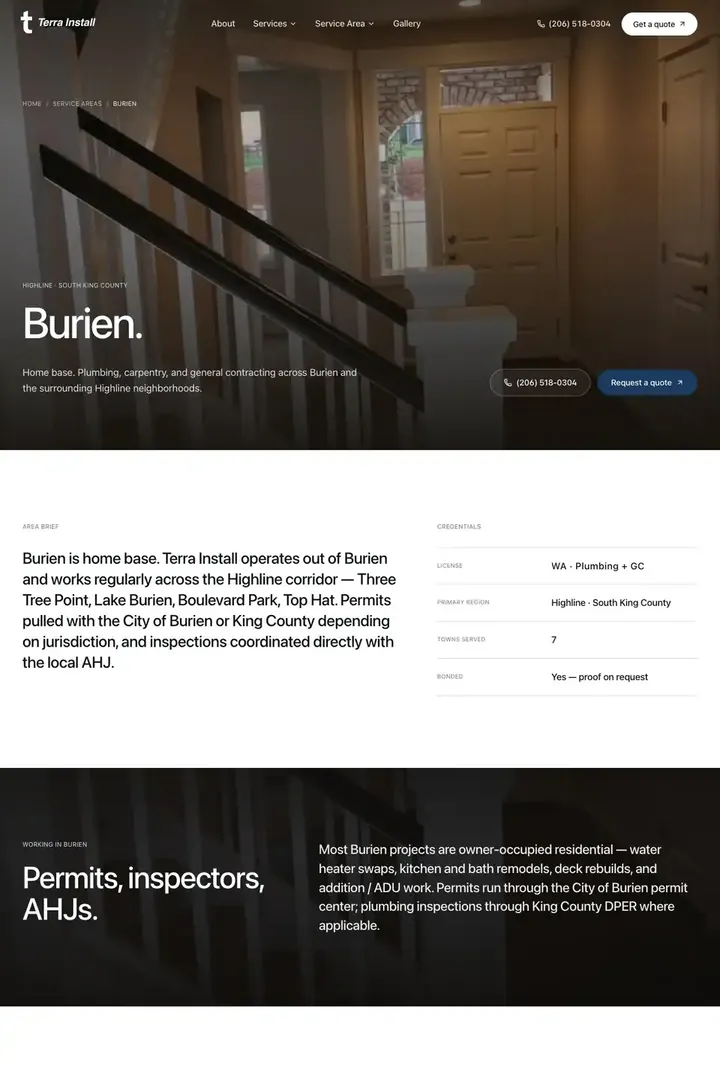 The Burien page on the Terra Install site